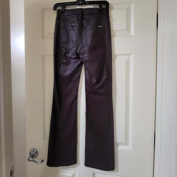 WHBM High Rise Coated Bootcut Jeans Vegas Coated Black Cherry size 00S - Picture 3 of 4